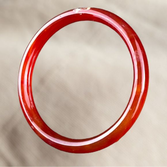 Vintage Chinese Natural Red Agate Bangle Bracelets - Picture 8 of 9